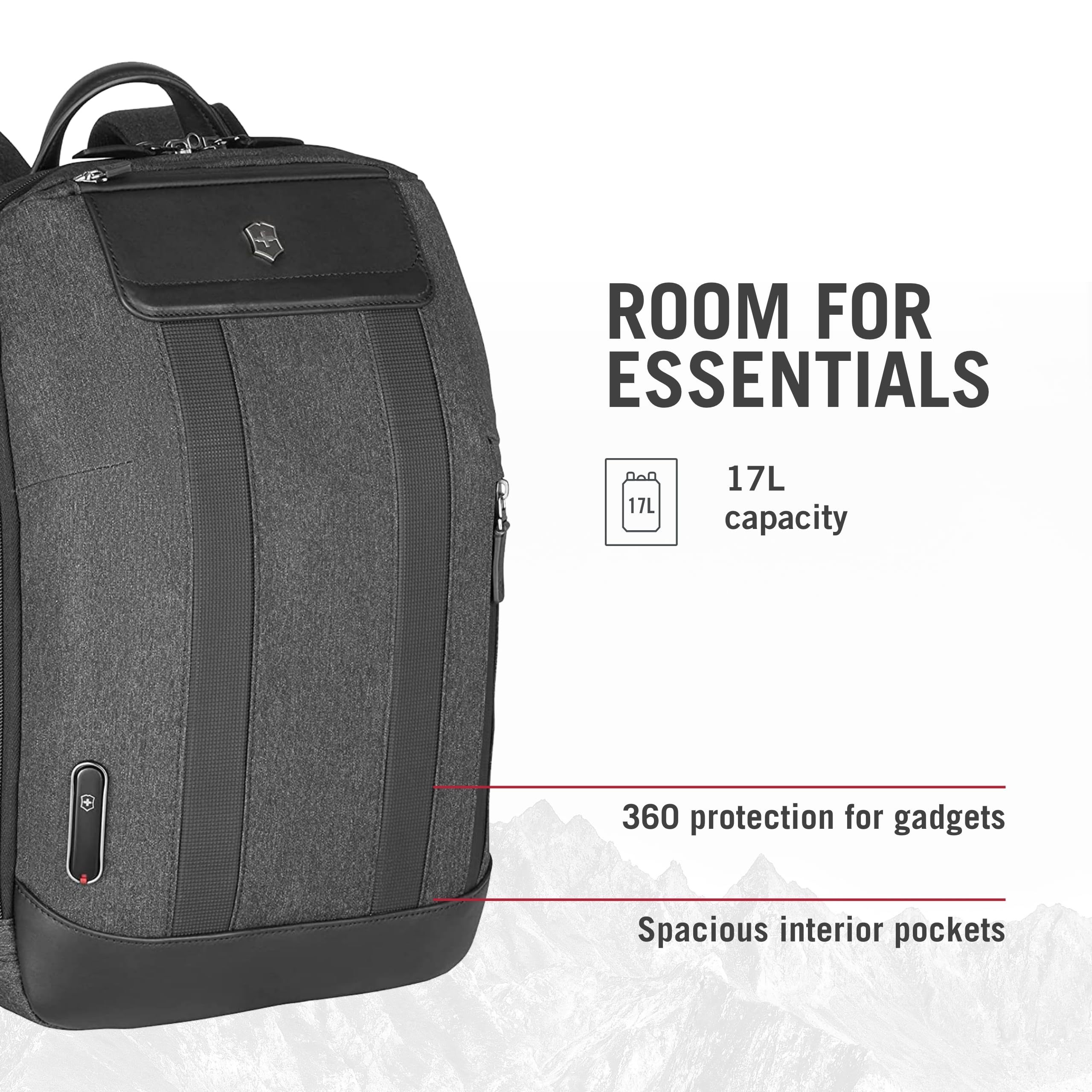 Victorinox Architecture Urban2 City Backpack - 17L Professional Laptop Backpack for Men & Women with Tablet Pocket & Water Bottle Holder - Durable Travel Backpack for Work, Commute & Business Trips - Gray