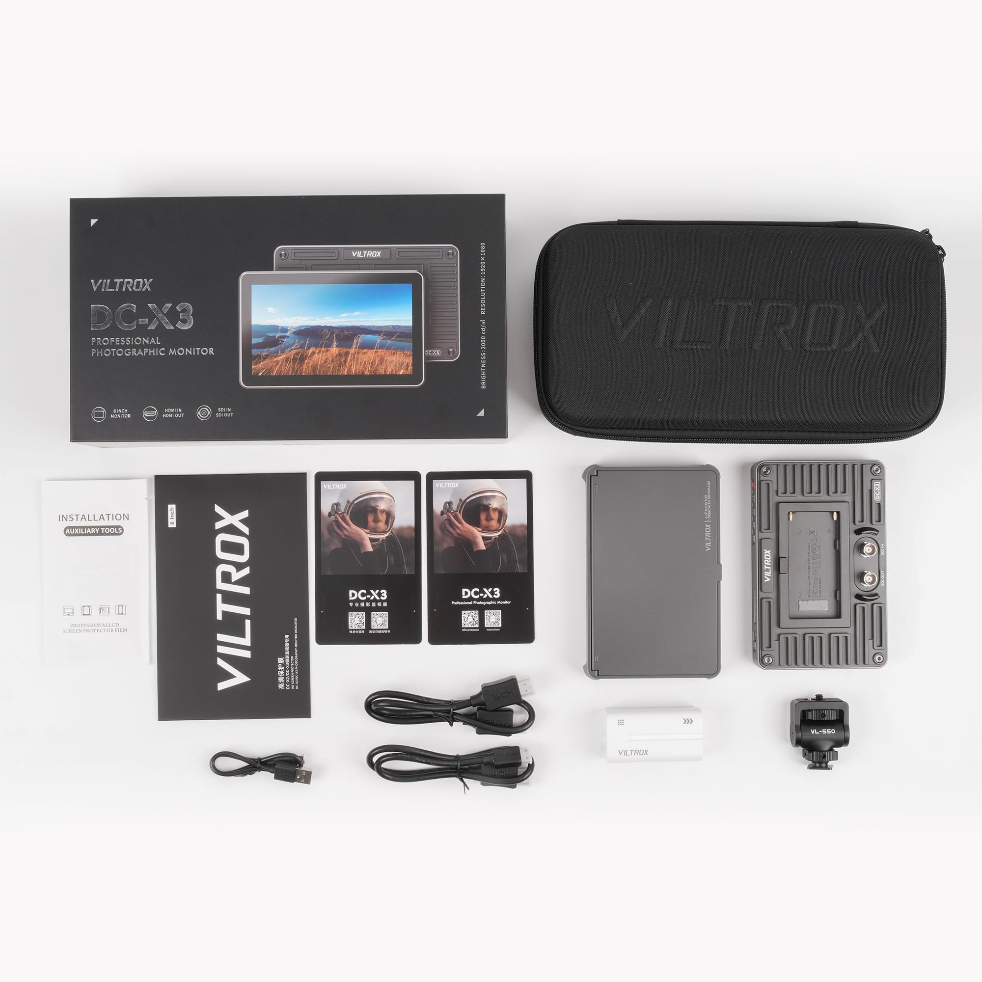VILTROX SDI Camera Field Monitor DC-X3 - 2000 Nits Ultra Bright 4K HDMI Touchscreen Video Monitor with Anamorphic De-Squeeze for Outdoor Filmmaking & Professional Videography