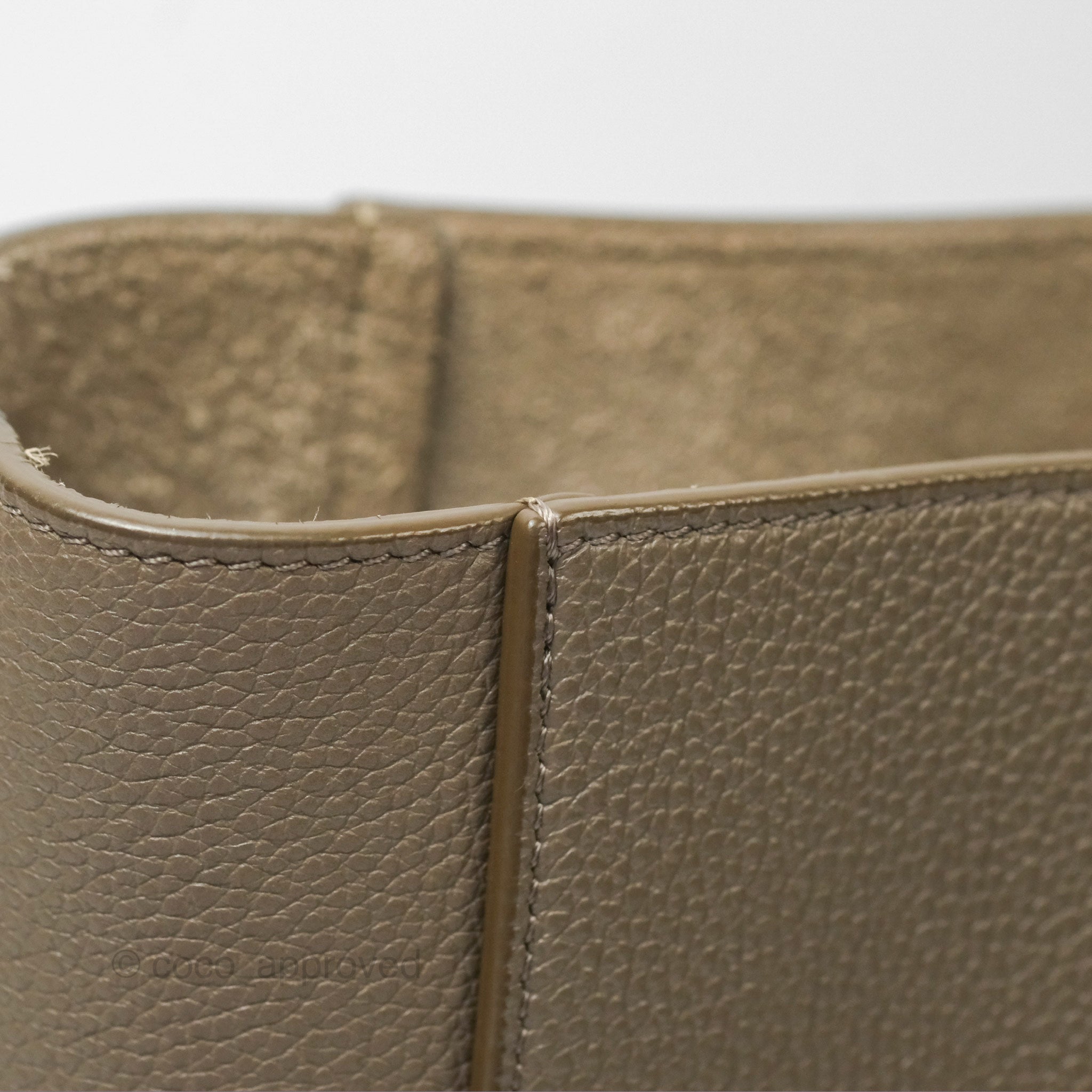 Celine Small Sangle Bucket Bag in Taupe Grained Calfskin with Gold Hardware - Perfect for Work, Travel & Everyday Luxury