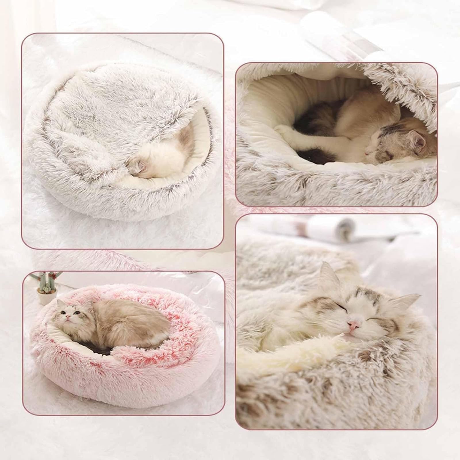 Cozy Cat Nest Bed with Removable Cover - Soft & Warm Pet Bed for Small Cats & Dogs (Grey, Large 50cm) - Perfect for Indoor Lounging & Nap Time