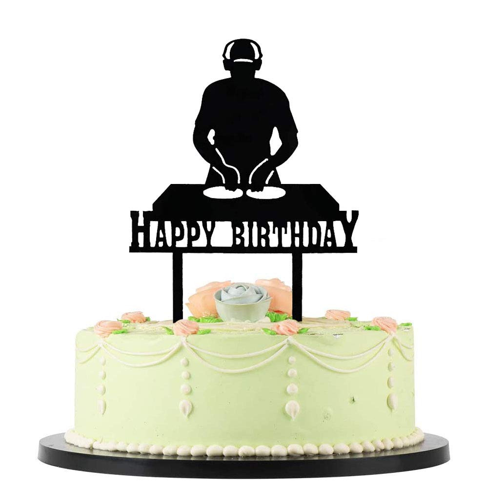 Disco Theme Happy Birthday Cake Topper - DJ Party Decorations for Birthday Celebrations, Weddings & Special Events