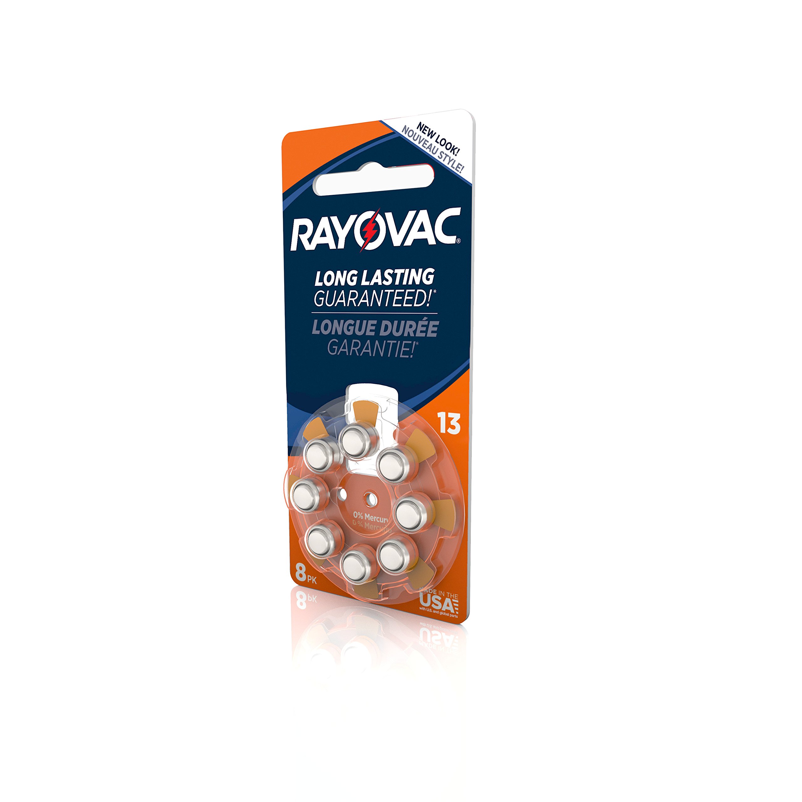Rayovac Size 13 Hearing Aid Batteries - 8 Pack, Mercury-Free Zinc Air Power (L13ZA-8ZM) | Long-Lasting for Better Hearing | Perfect for Travel & Daily Use