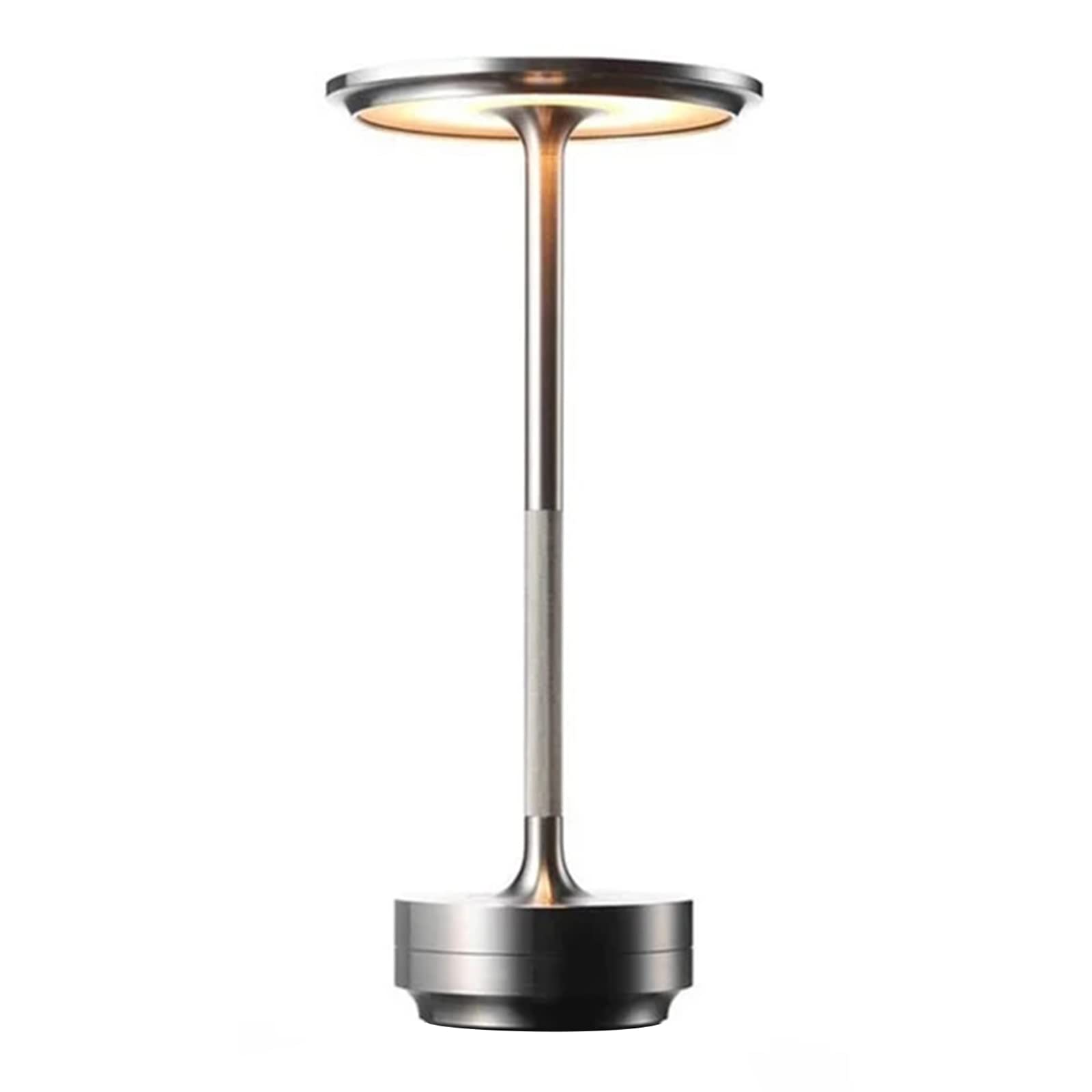 BINGONE Cordless Rechargeable LED Table Lamp - Dimmable Waterproof Desk Light, Bedside Nightstand Lamp for Bedroom, Living Room, Dorm & Home Office | Portable Reading Light for Studying, Working & Relaxing (Silver)