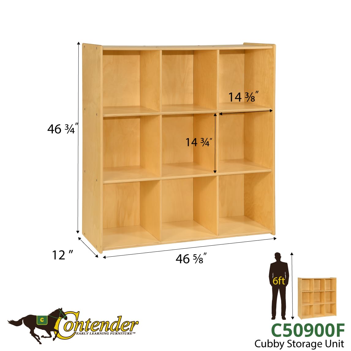 Contender 9 Cube Storage Organizer - Montessori Shelves for Toddlers & Kids | Classroom, Homeschool & Playroom Organization | Fully Assembled Cubby Mailbox Storage Unit for Books, Toys & Supplies