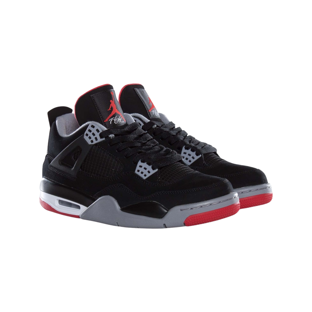 Air Jordan 4 Retro BRED Black Cement Grey Fire Red Sneakers - Men's Basketball Shoes for Streetwear & Casual Outfits