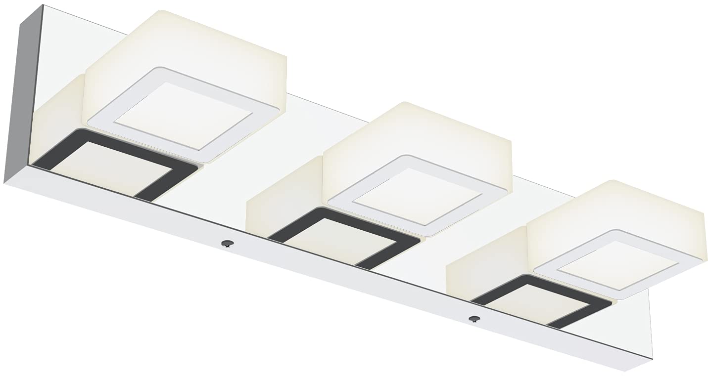Ralbay 3-Light Modern LED Bathroom Vanity Lighting Fixture - Stainless Steel & Acrylic Wall Sconce with Natural White Light - Perfect for Mirror Illumination in Contemporary Bathrooms