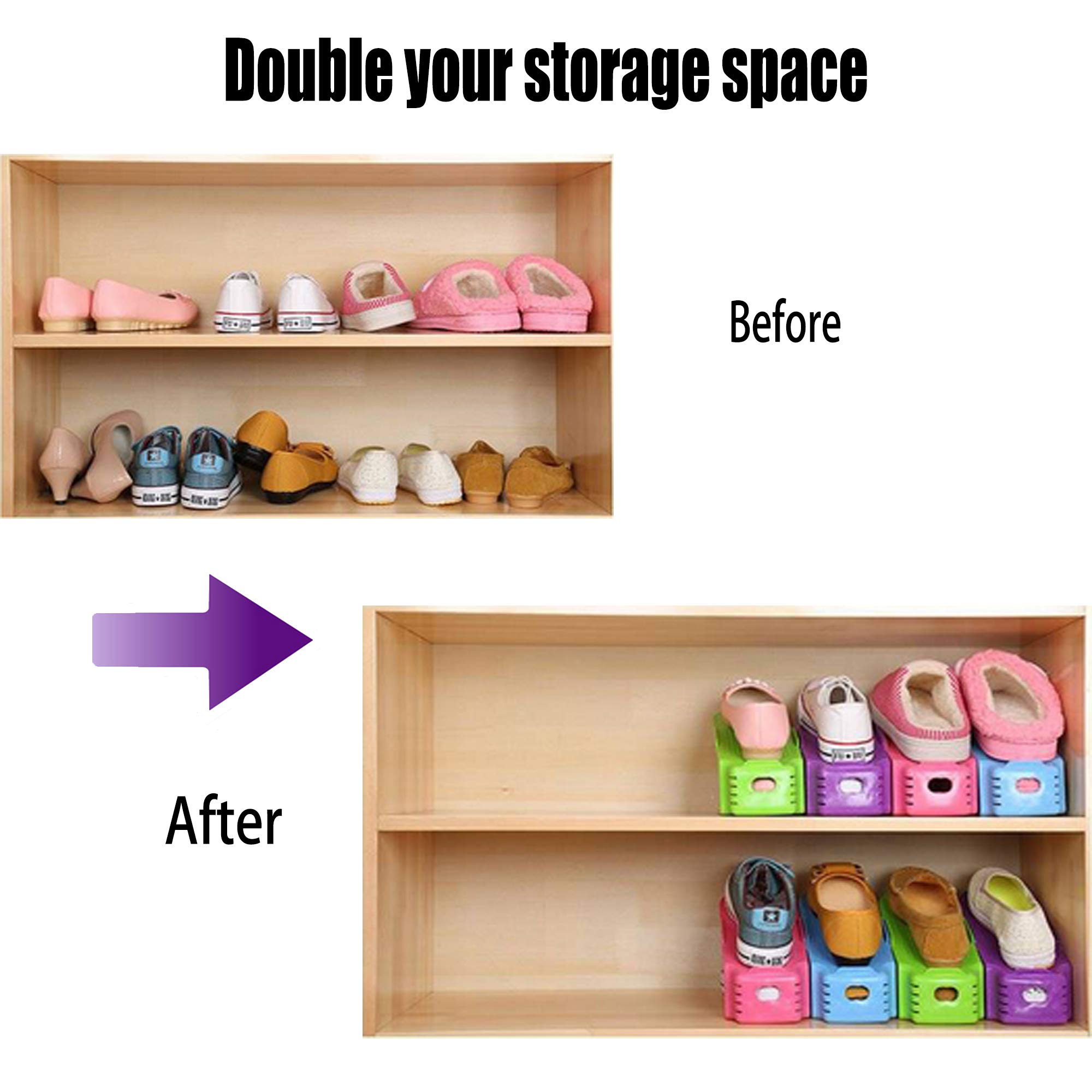 36 Pack Adjustable Double Layer Shoe Stacker Organizer - Space Saving Shoe Rack for Closet Organization | Perfect for Small Spaces, Dorm Rooms & Apartment Storage
