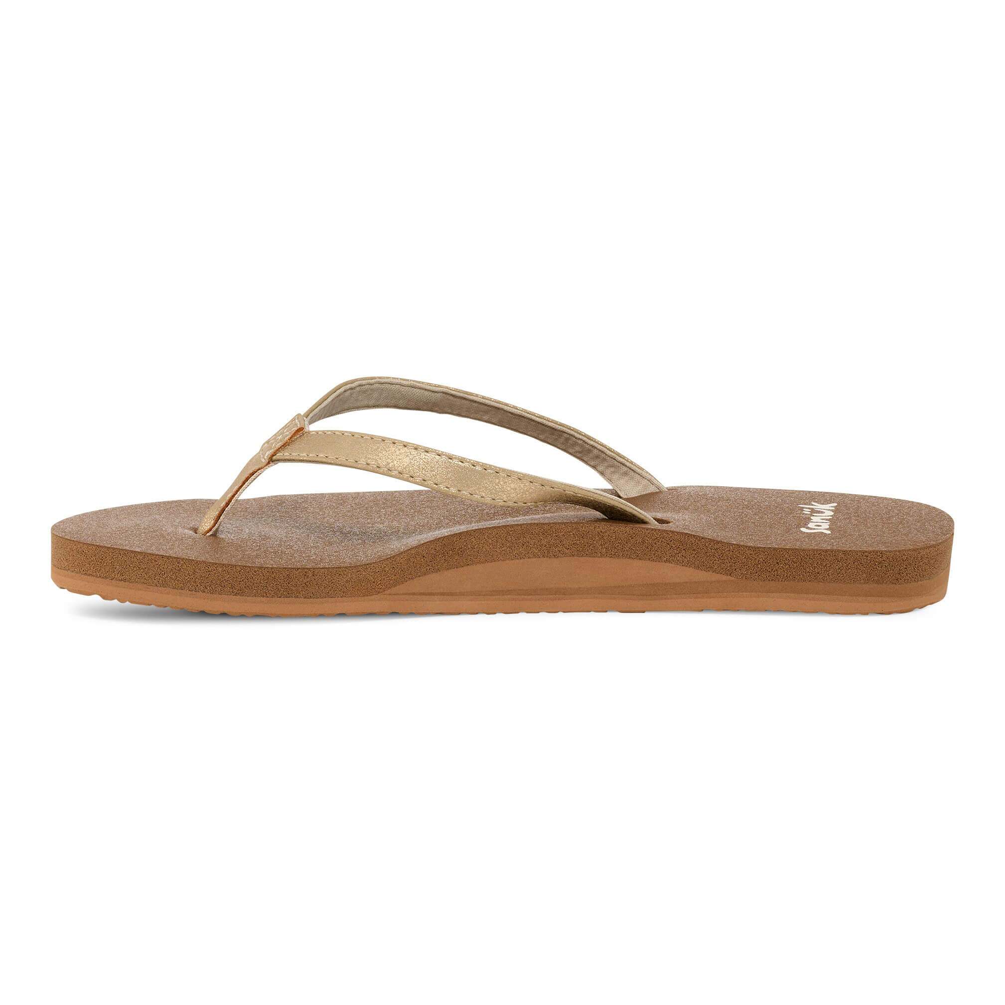 Sanuk Women's Yoga Joy II Shimmer Sandals - Comfortable Champagne Yoga Shoes for Women | Perfect for Beach, Yoga, and Casual Wear