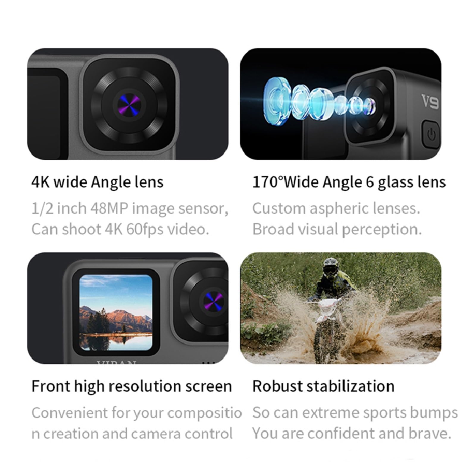 **MZZYG 4K Action Camera with Stabilizer, 2.4