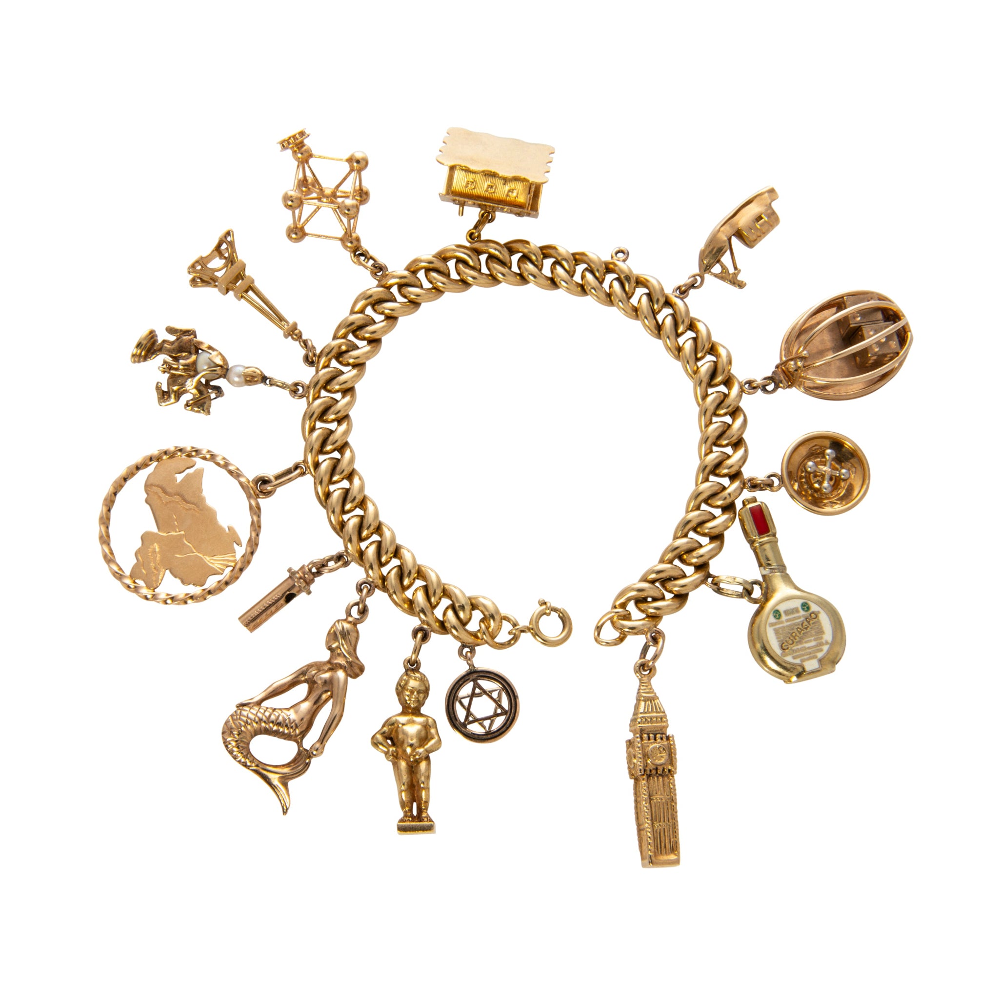 14K/18K Gold Charm Bracelet for Women - Elegant 14-Charms Vintage Jewelry Gift for Birthday, Anniversary & Special Occasions