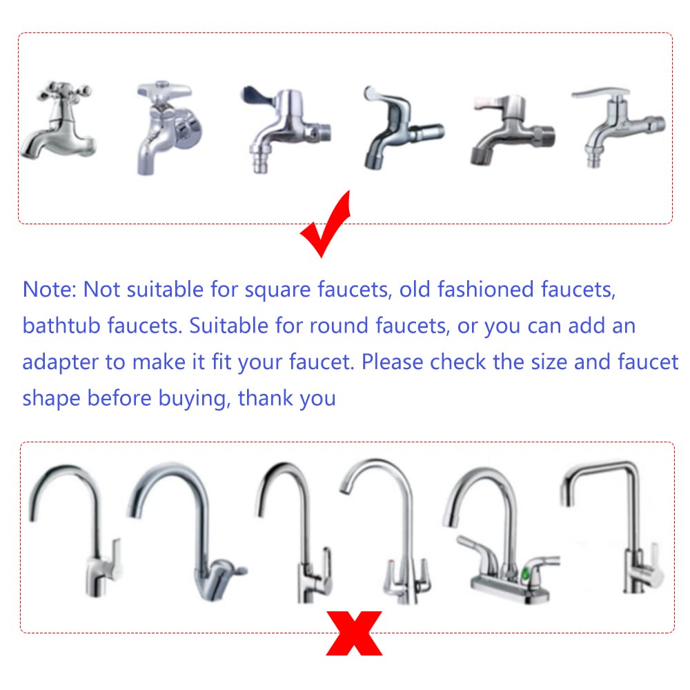 Portable Handheld Sink Hose Faucet Sprayer - Adjustable Shower Head for Baby Bathing, Pet Washing, Hair Rinsing & Vegetable Cleaning - Fits Round Faucets Under 0.9