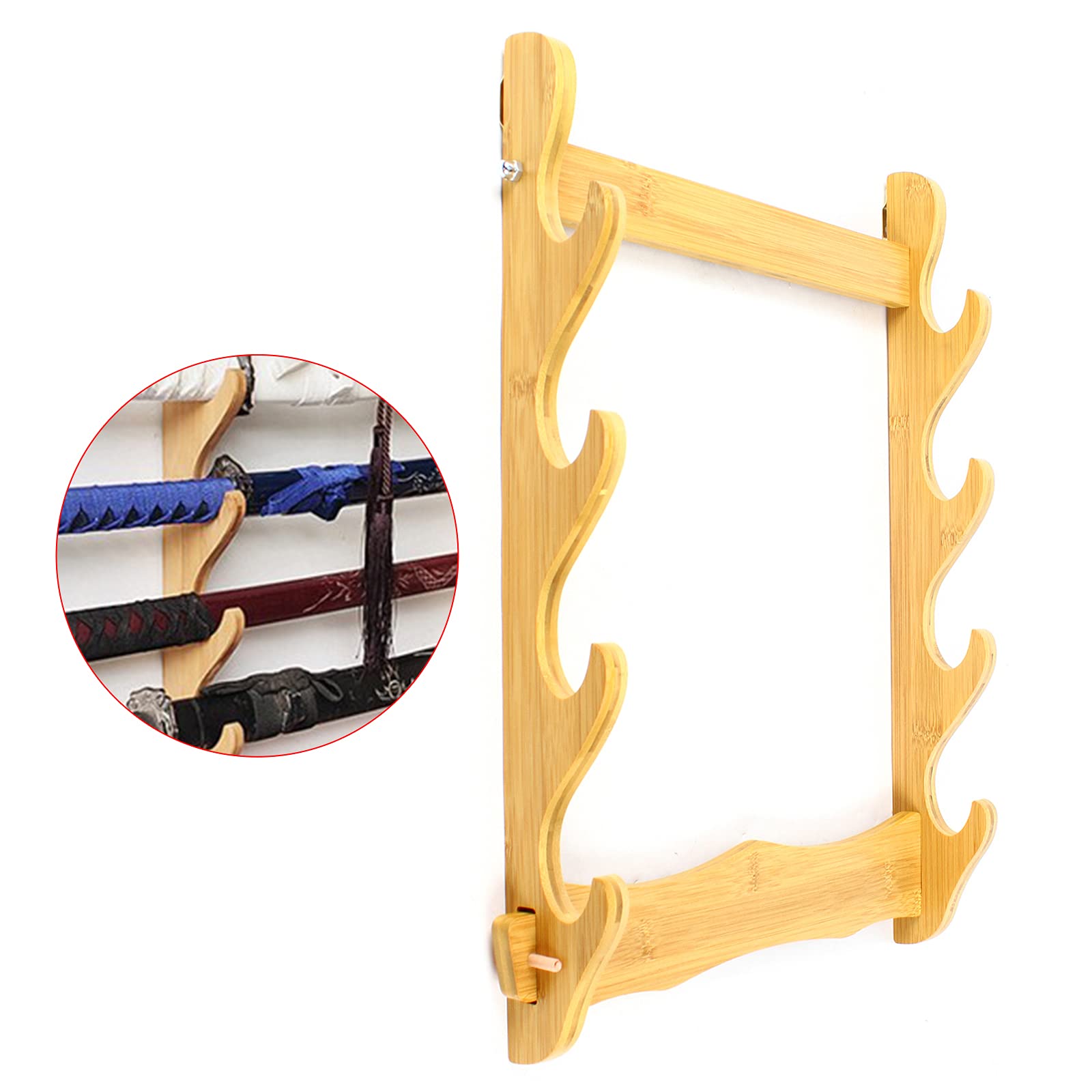 4-Layer Bamboo Display Stand - Wall Mount Storage Rack for Katana, Flute, Lamps & Home Decor | Space-Saving Organizer for Bedroom, Living Room & Office