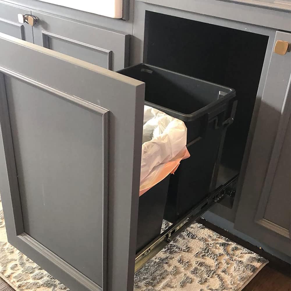 28 Quart Pull Out Trash Can Under Cabinet - Dual Compartment Kitchen Waste Bin for Under Sink Organization | Perfect for Small Kitchens & Recycling Sorting