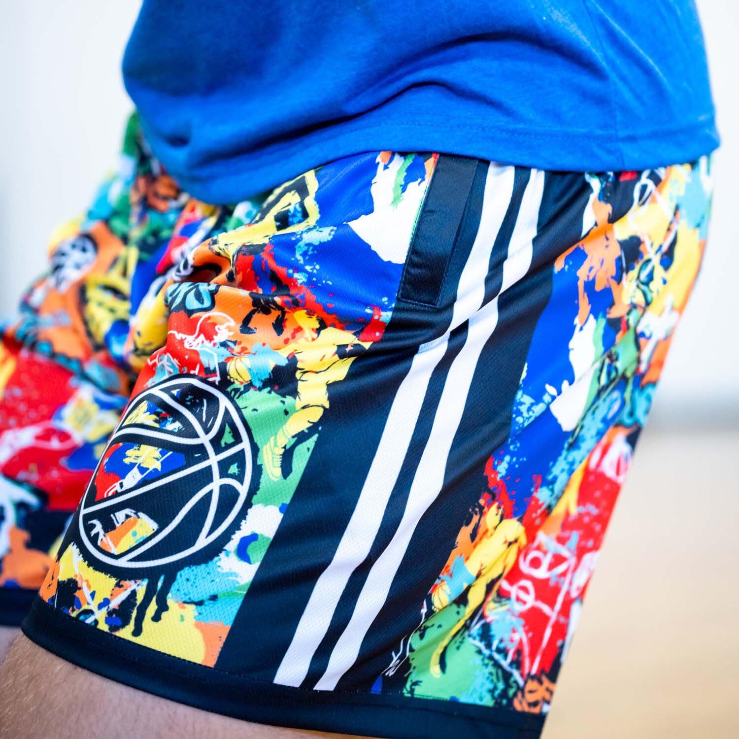 ChalkTalkSPORTS Basketball Performance Shorts - Graffiti Print - Youth & Adult Sizes - Breathable Athletic Shorts for Men & Boys - Perfect for Basketball Games, Training, and Gym Workouts