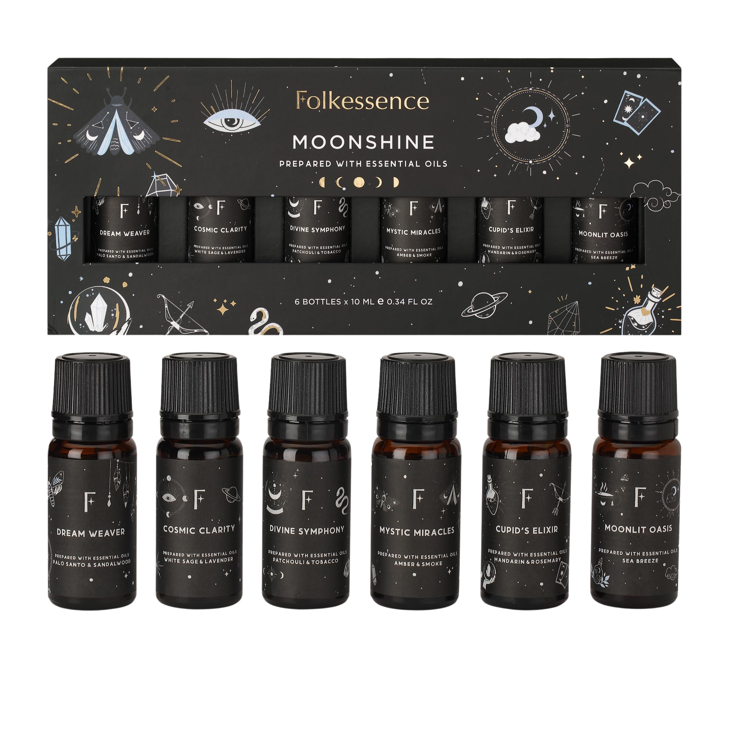 Folkature Essential Oils Set for Diffuser - 6 Premium Aromatherapy Scents Including Palo Santo & Lavender for Relaxation, Stress Relief | Perfect for Home, Office, Spa & Yoga Meditation
