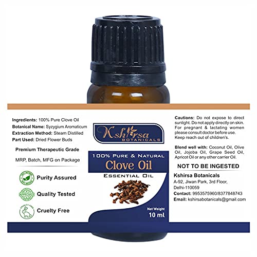 100% Pure & Natural Undiluted Clove Essential Oil (Syzygium Aromaticum) for Hair Growth & Skin Care - Steam Distilled Therapeutic Grade (10ml) - Perfect for Aromatherapy, Massage & DIY Beauty Products