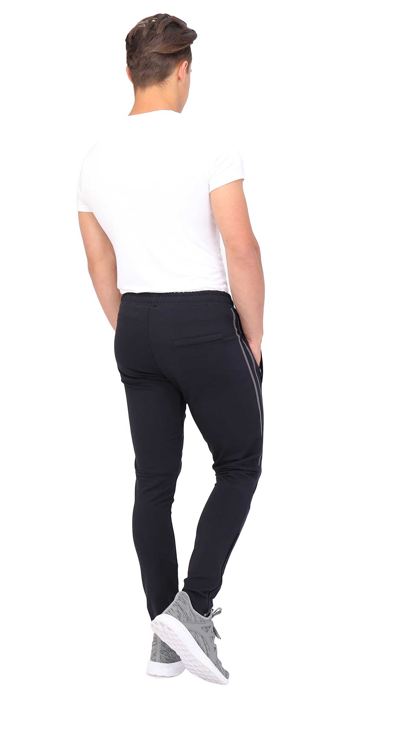 SCR Men's Sweatpants 34Wx36L Tall Joggers with Zipper Pockets & Drawstring Waist - Midnight Black | Comfortable Lounge Pants for Running, Gym & Casual Wear