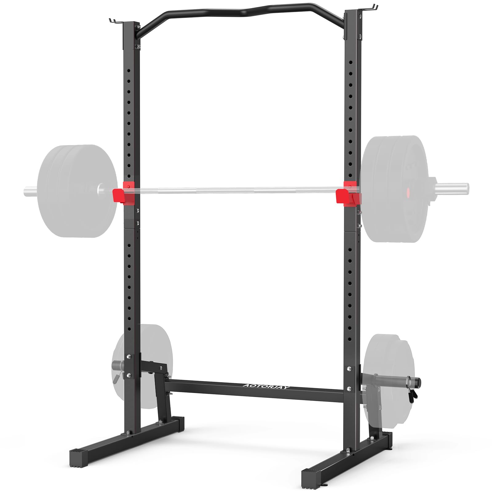 Adjustable Power Cage Squat Rack - Heavy Duty Home Gym Power Tower with Pull Up Bar & Dip Station - Multi-Functional Strength Training Equipment for Squats, Bench Press & Weightlifting (Black) - Perfect for Home Gym, Garage Workouts & CrossFit Training