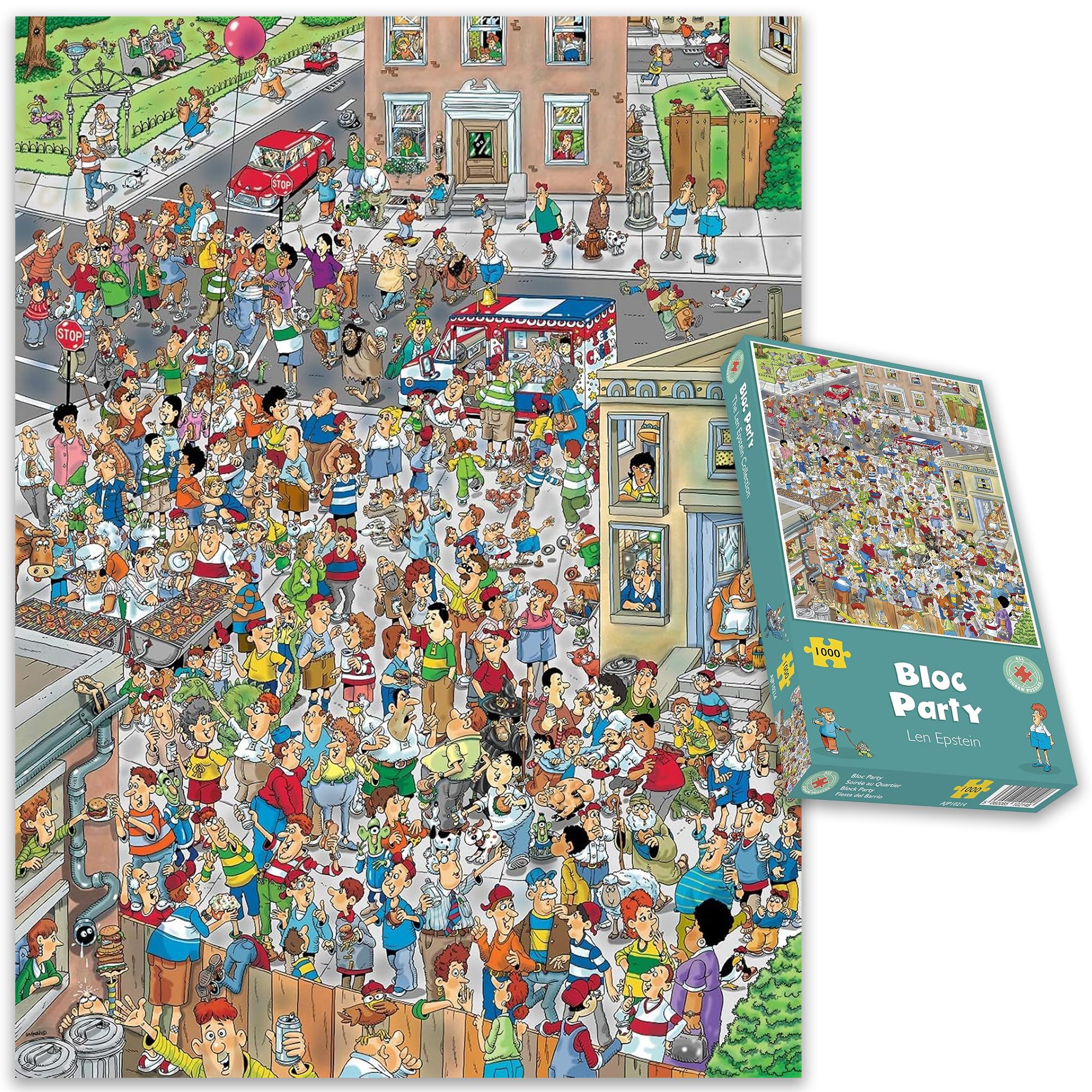1000 Piece Jigsaw Puzzle for Adults - Bloc Party by Len Epstein - Comical Cartoon Puzzle (50cm x 66cm) - Fun Family Activity for Teens & Adults - Perfect for Game Nights, Stress Relief & Home Decor