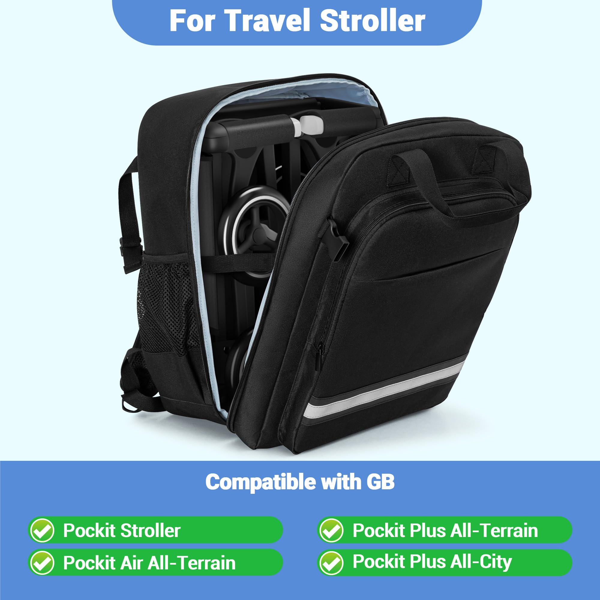 GB Pockit & Pockit Air Plus Stroller Travel Bag - Lightweight Airplane Backpack for Gate Check (Bag Only) - Perfect for Family Vacations & Air Travel with Compact Strollers