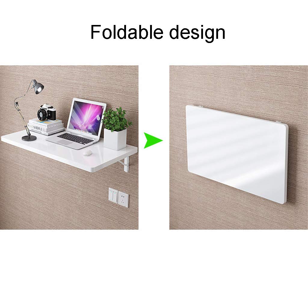 Black Modern Folding Table - Multifunctional Home Office & Study Desk, Space-Saving Computer Workbench with Wall-Mounted Shelf - Perfect for Small Apartments, Dorm Rooms & Workspaces