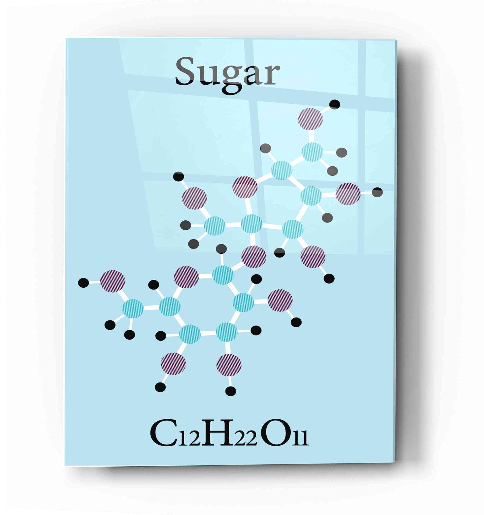 Epic Art 'Sugar Molecule' Acrylic Glass Wall Decor - 16x24 Inches Modern Scientific Artwork for Living Room, Bedroom or Office Decoration