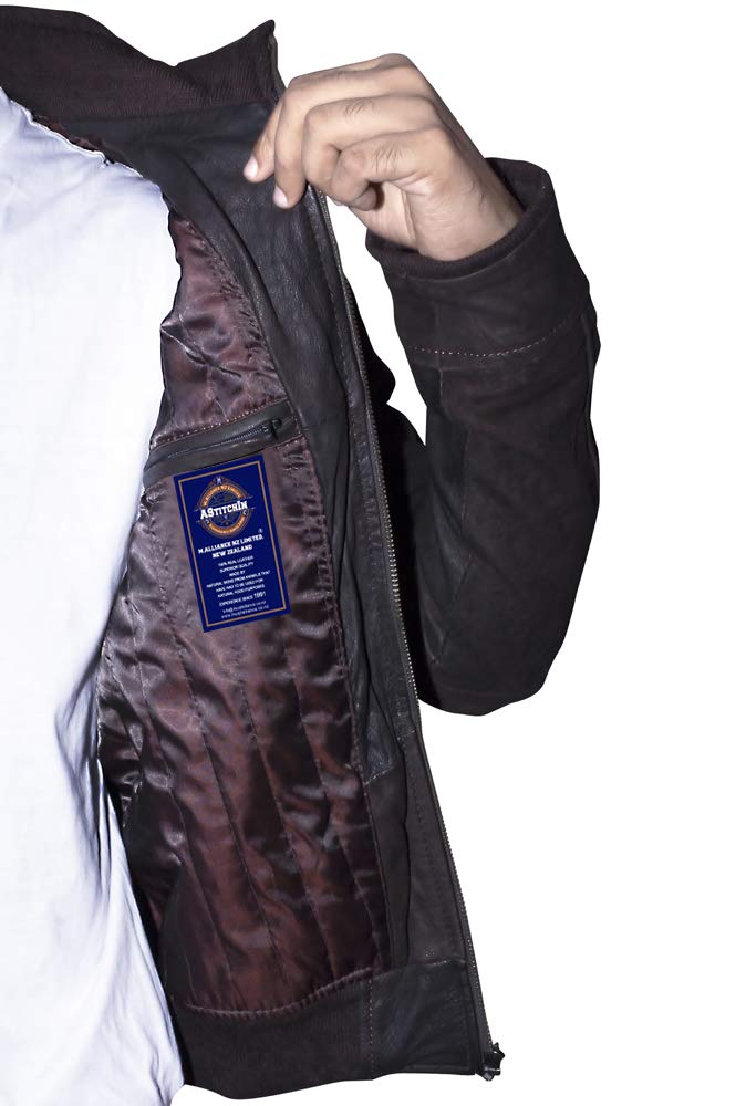 Men's Genuine Sheepskin Leather Jacket - Fashionable Rub Buff Finish Style for Winter & Casual Wear - Perfect for Motorcycle Riding & Outdoor Activities
