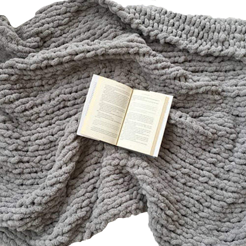 Soft Chenille Yarn Throw Blanket - Queen/King Size 79x79in Chunky Knit Blanket for Adults & Kids | Handmade Arm Knit Blanket for Bed, Sofa & Cozy Home Decor