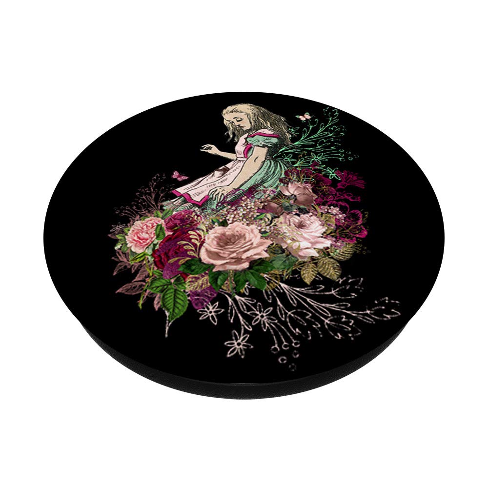 Alice in Wonderland Roses Black PopSockets PopGrip - Swappable Phone Grip for iPhone, Samsung, Tablets - Perfect for Gaming, Travel, and Everyday Use