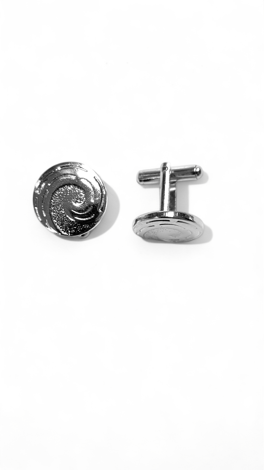 Dupsie's Nkosi Silver Circular Cufflinks for Men - Elegant Stainless Steel Dress Cuff Links for Formal Wear, Weddings & Business Attire