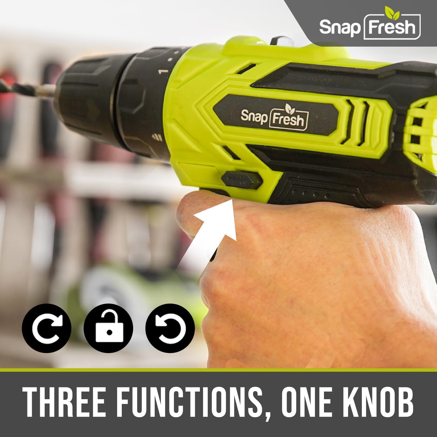 SnapFresh 20V Cordless Drill Set with 2.0Ah Battery & Fast Charger - 3/8