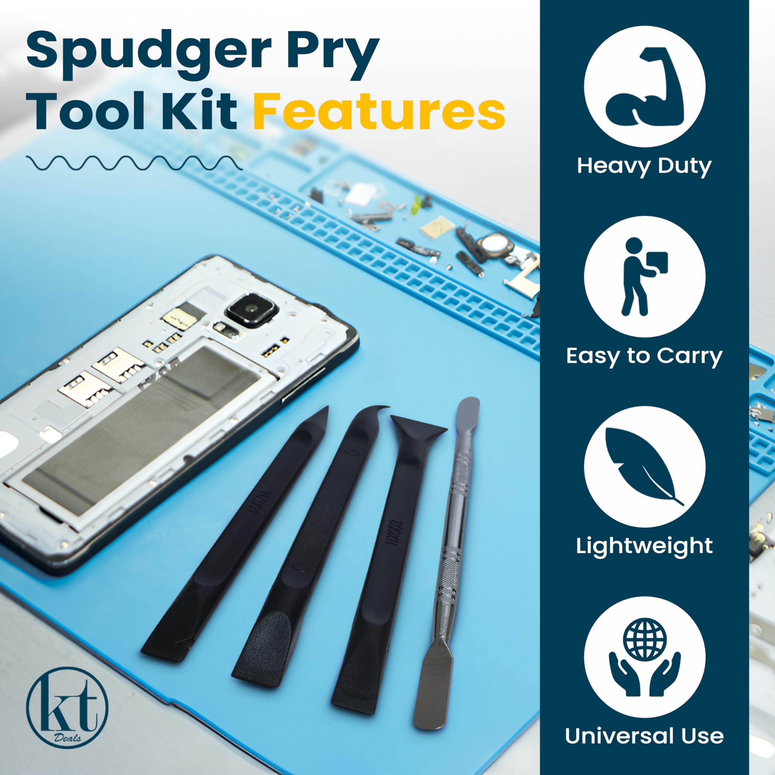Premium Spudger Pry Tool Kit for Electronics Repair - 5-Piece Plastic & Metal Opening Tools for Laptop, Phone, Tablet, Computer & Smartphone Disassembly - Ideal for DIY Repairs, Screen Replacement & Battery Removal
