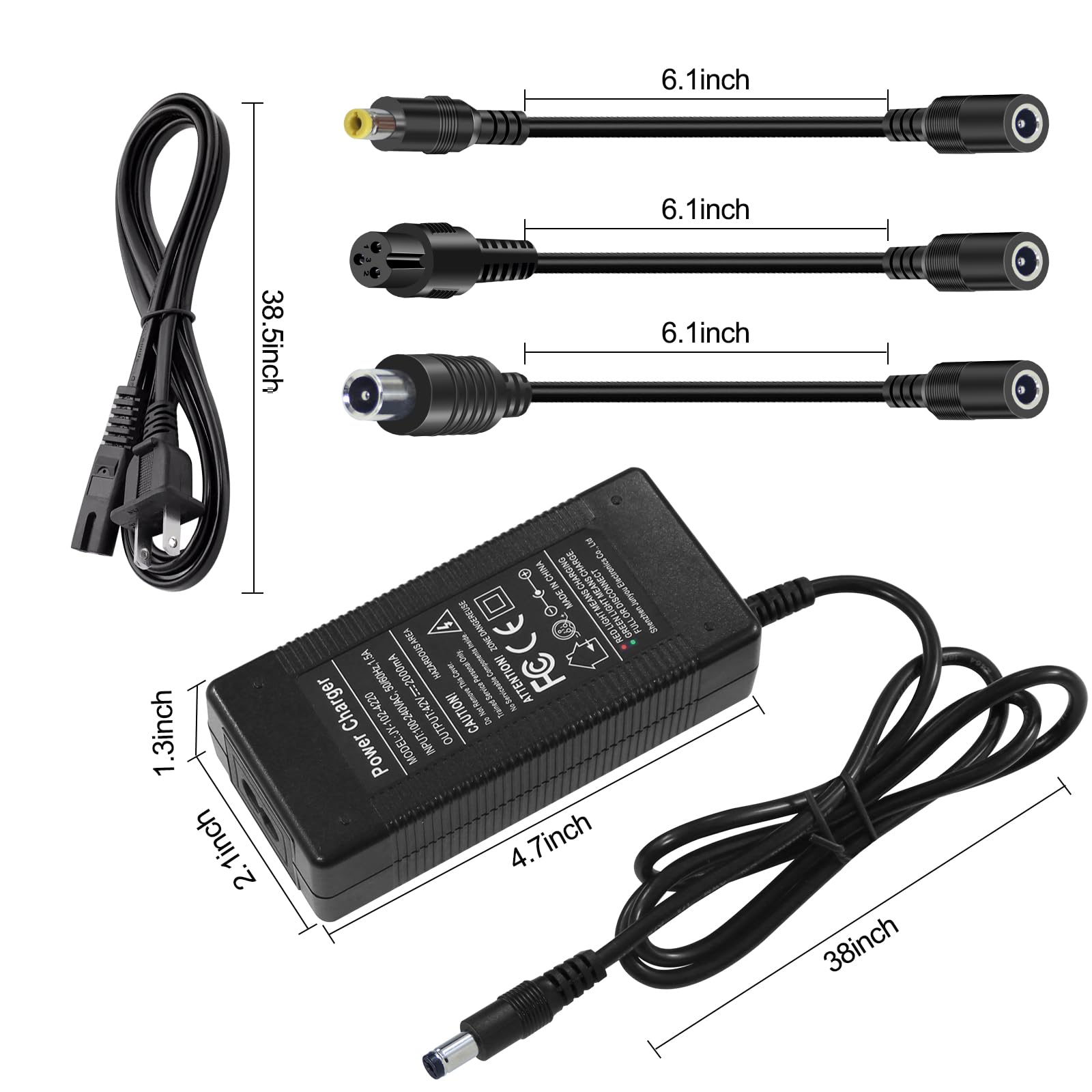42V 2A Electric Scooter Charger for 36V Lithium Batteries - Compatible with Jetson, Gotrax, Swagtron, Hiboy & Segway Ninebot E-Bikes - Fast Charging for Commuting & Urban Travel