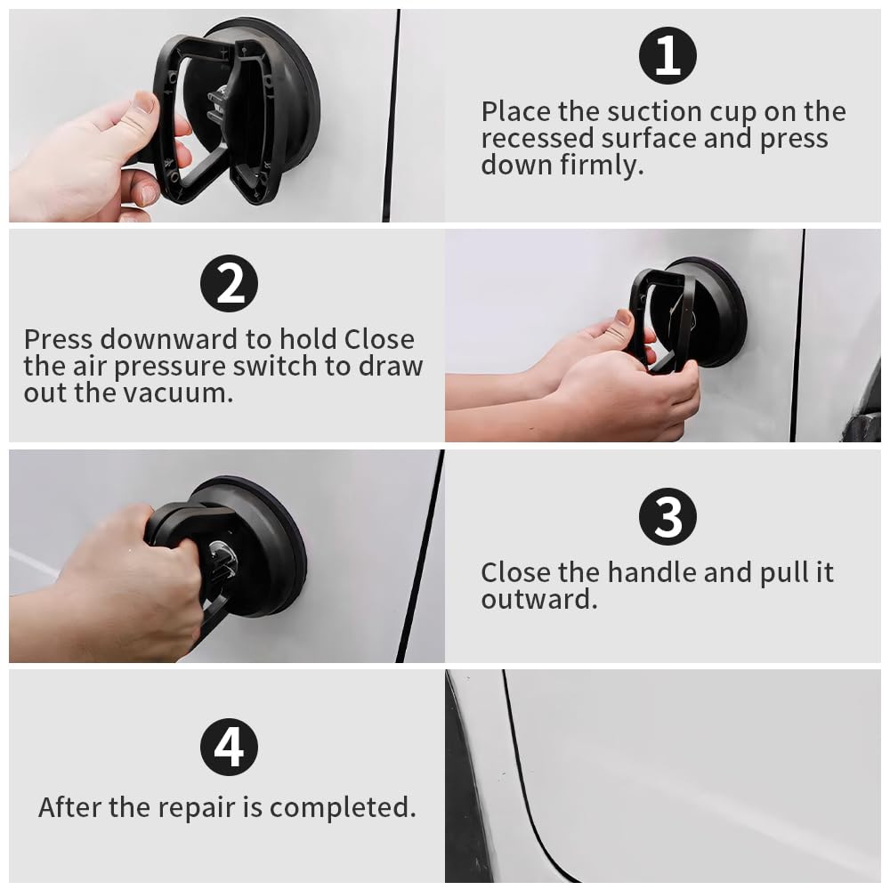 BAUSATZ Heavy Duty Vacuum Suction Cups for Glass - 100kg Load Capacity (11.8cm, 2-Pack Black) - Glass Window Lifters, Dent Puller Kit, Tile & Material Handling - Perfect for Construction, Auto Repair & Home Improvement Projects