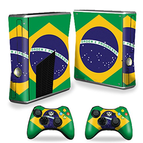 MightySkins Protective Vinyl Decal Wrap Sticker for Microsoft Xbox 360 S Slim Console & 2 Controllers - Brazilian Flag Design | Gaming Accessories for Xbox Enthusiasts | Perfect for Customization, Protection & Showcasing National Pride
