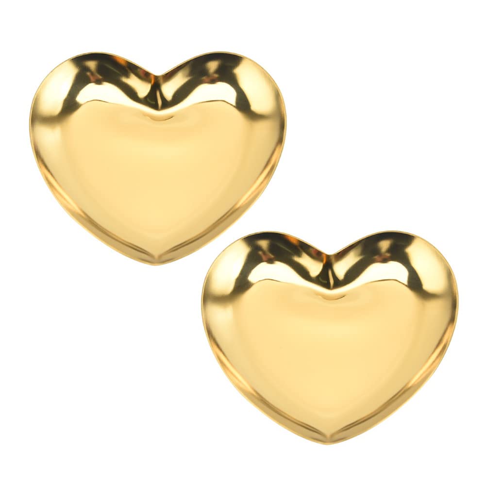 AKOAK 2-Piece Gold Heart Jewelry Tray - Necklace Ring Display & Home Decor for Gifts