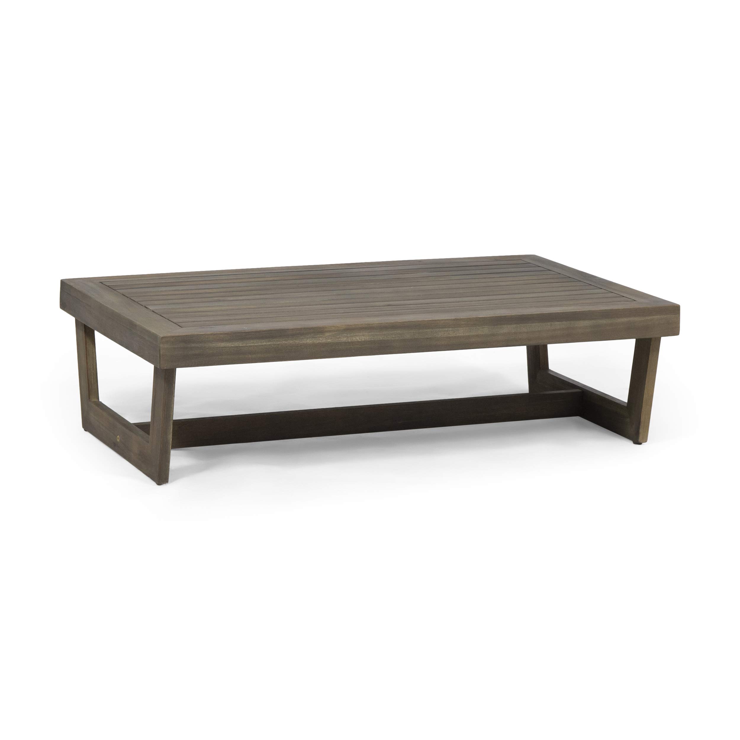 Hannah Outdoor Acacia Wood Coffee Table - Weather-Resistant Gray Patio Furniture for Garden, Poolside & Backyard Decor