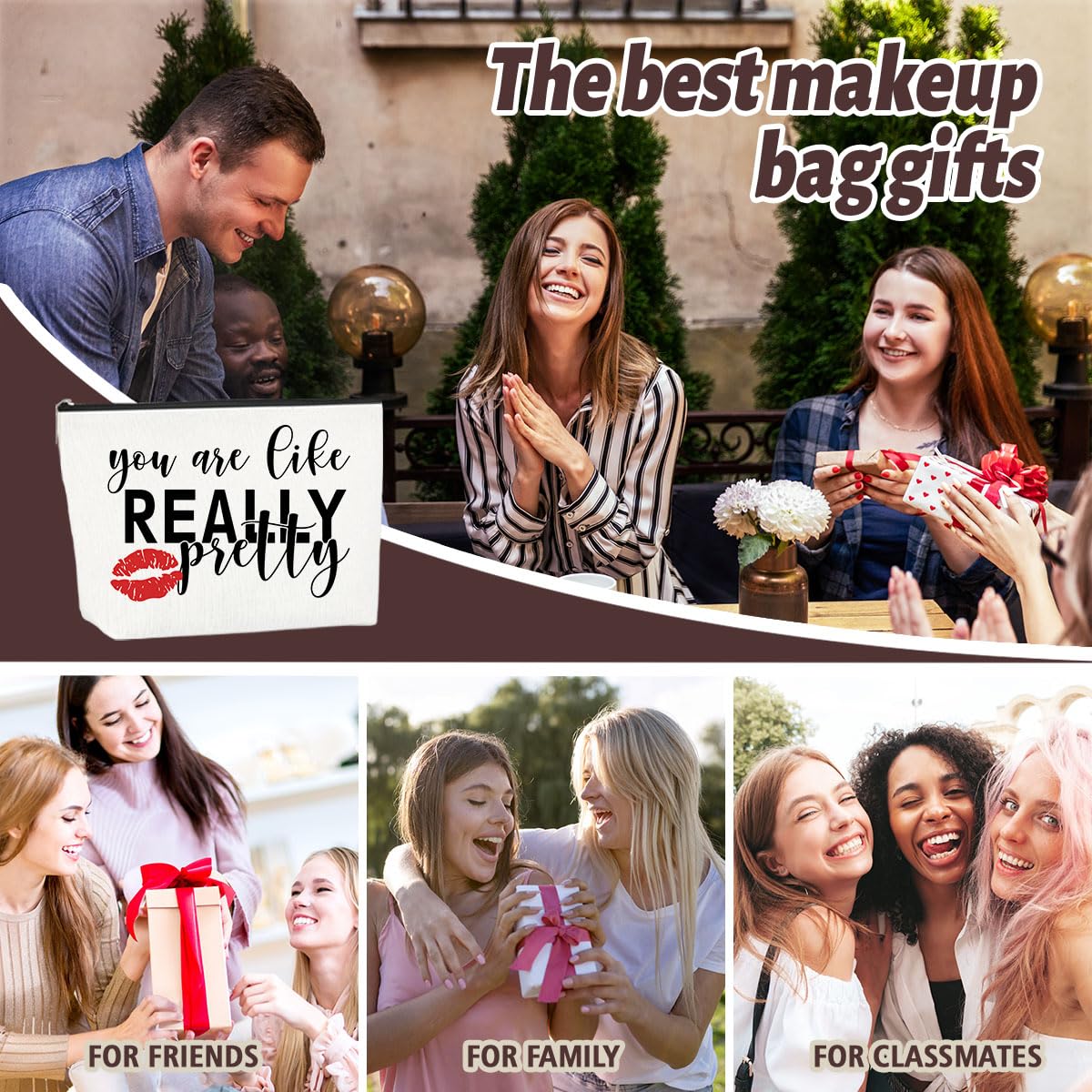 2 PCS Funny Best Friend Gifts for Women - Sassy Makeup Bag & Cosmetic Travel Toiletry Bag - Perfect Friendship Gifts for Her, Sister, Daughter - Great for Vacation, Christmas, Birthday - Ideal for Travel, Daily Use & Gift Giving