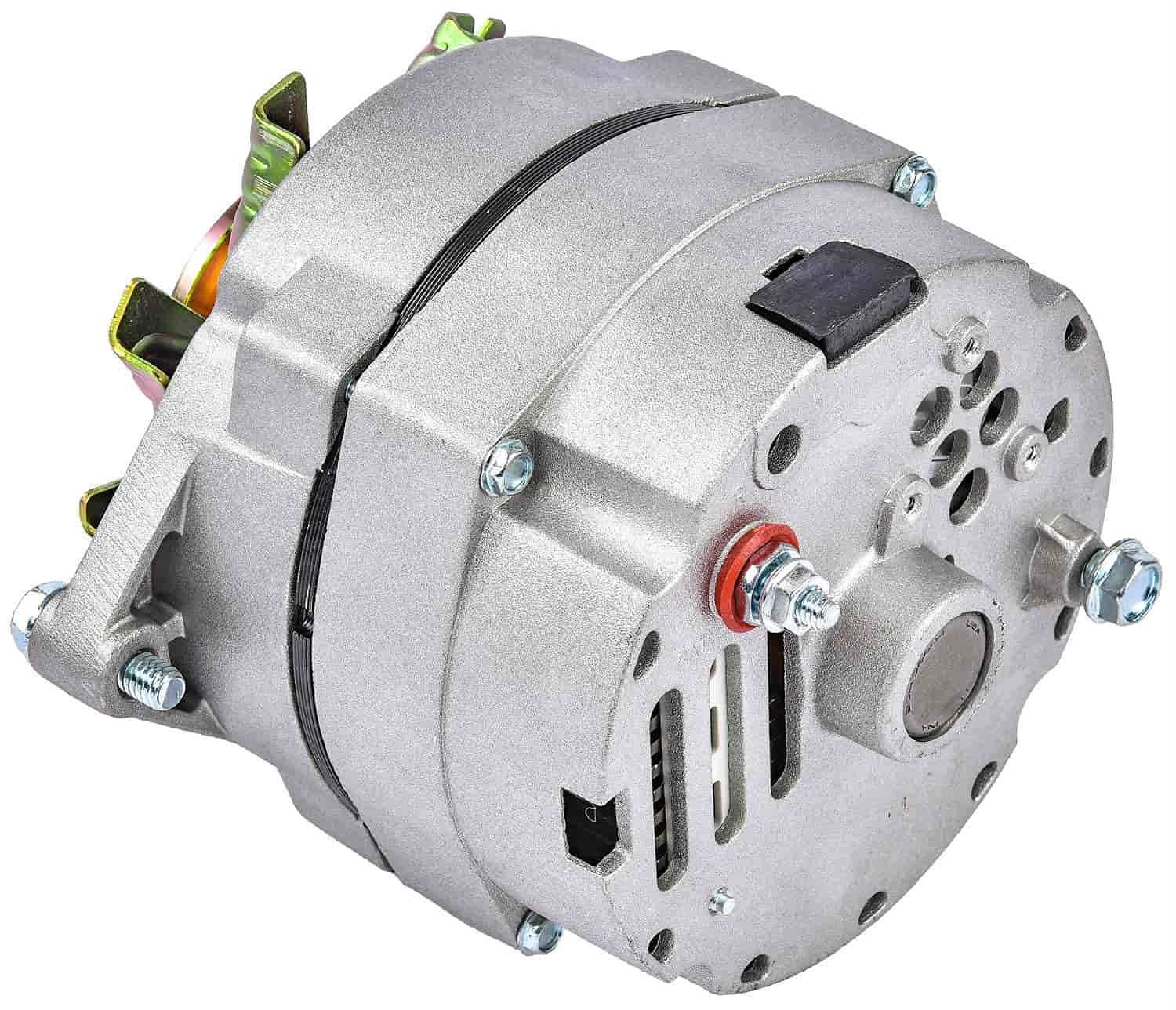 JEGS 1-Wire GM Alternator 100 Amp High Output - USA Made Natural Finish - Single Groove V-Belt Pulley & Fan - Internal Regulator 12 Volt GM 10Si Style - Perfect for Classic Car Restoration & Hot Rod Upgrades