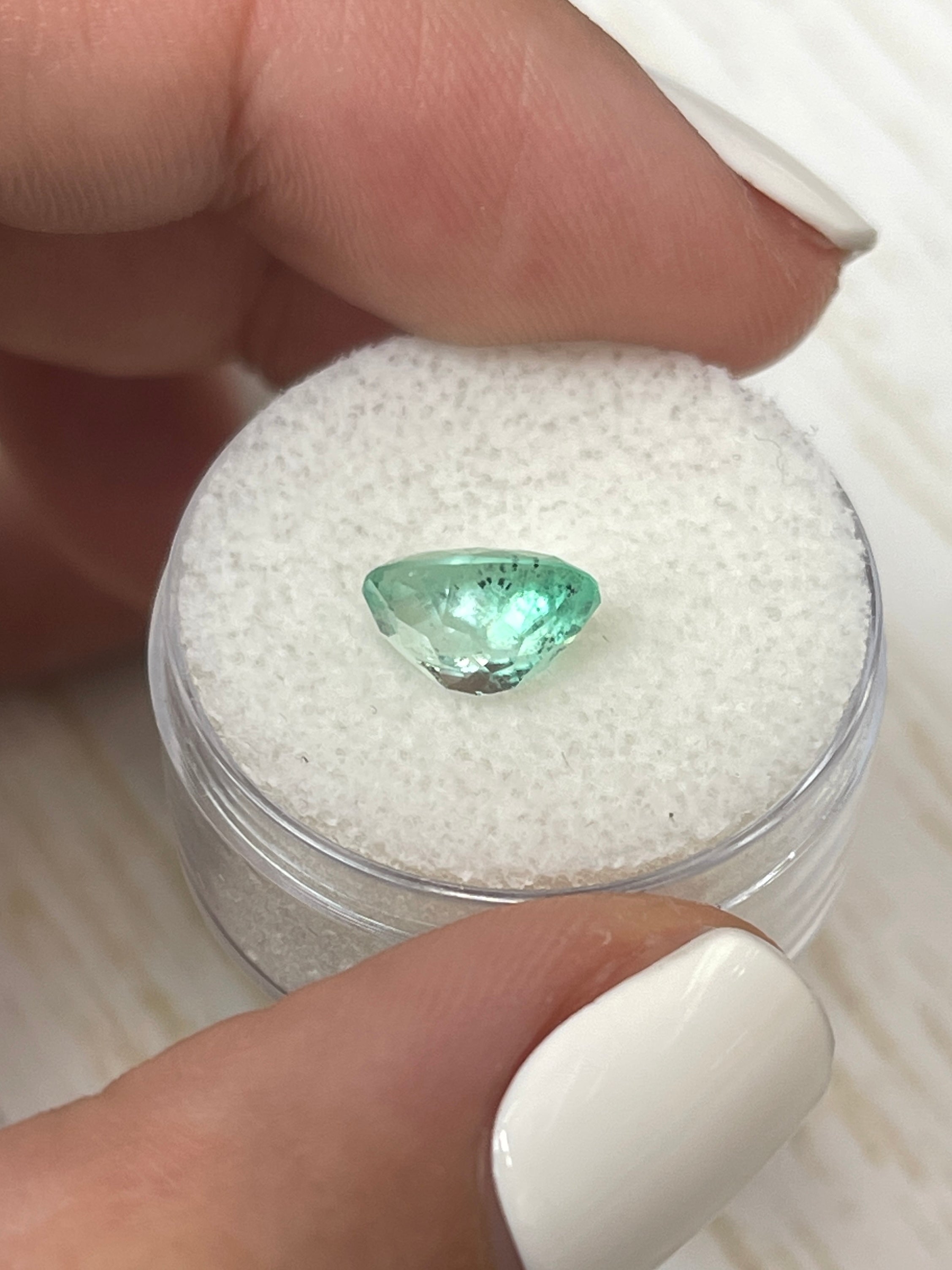 2.10 Carat 9x7mm Natural Colombian Emerald Loose Gemstone - Oval Cut, Sea Foam Green with Freckles | Perfect for Engagement Rings, Necklaces & Custom Jewelry Designs