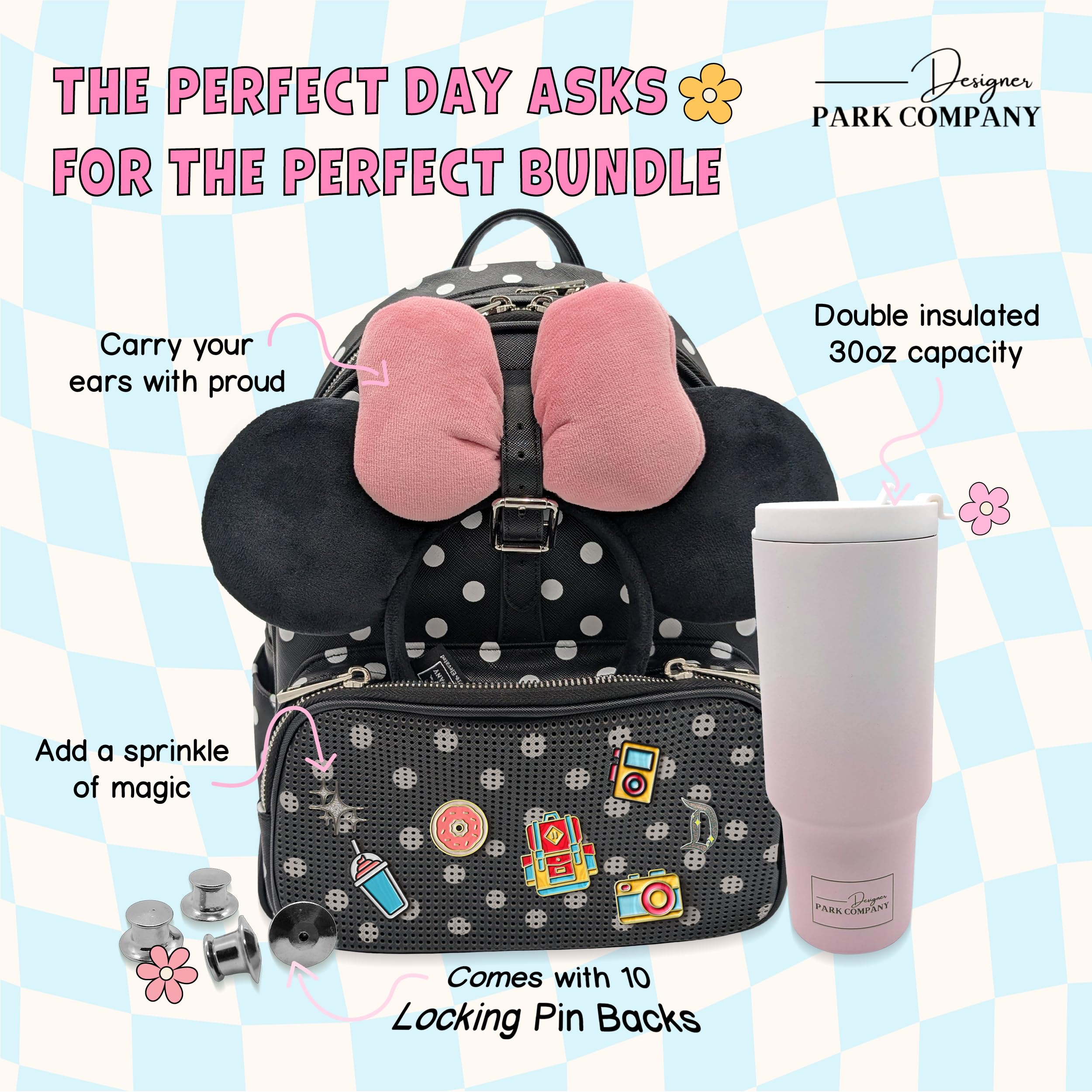 **Waterproof Hydration Backpack with 30oz Insulated Tumbler - Lightweight Laptop Daypack for Women, Perfect for Hiking, Travel, Work & Camping - Stylish Polka Dot Design (Ideal for Commuting, Gym & Outdoor Adventures)**