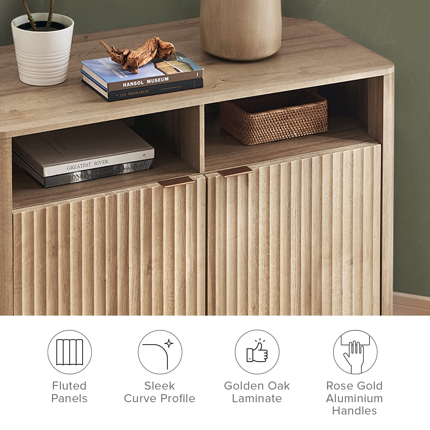 Mid Century Modern Brooklyn Corner Storage Cabinet - Buffet & Entertainment Center with Doors & Shelves, 55 Inch TV Stand Media Cabinet for Living Room, Bedroom & Home Office Storage Solutions
