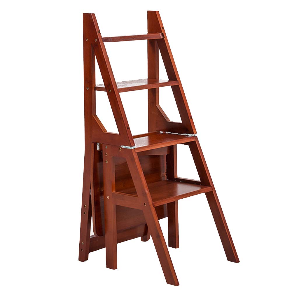 NEVKA Foldable Step Stool Ladder - Multifunctional 2-in-1 Chair with Non-Slip Surface for Kitchen, Bathroom & Storage (Wine Red, 35x46x91cm) - Perfect for Reaching High Shelves, Changing Light Bulbs & Home Organization