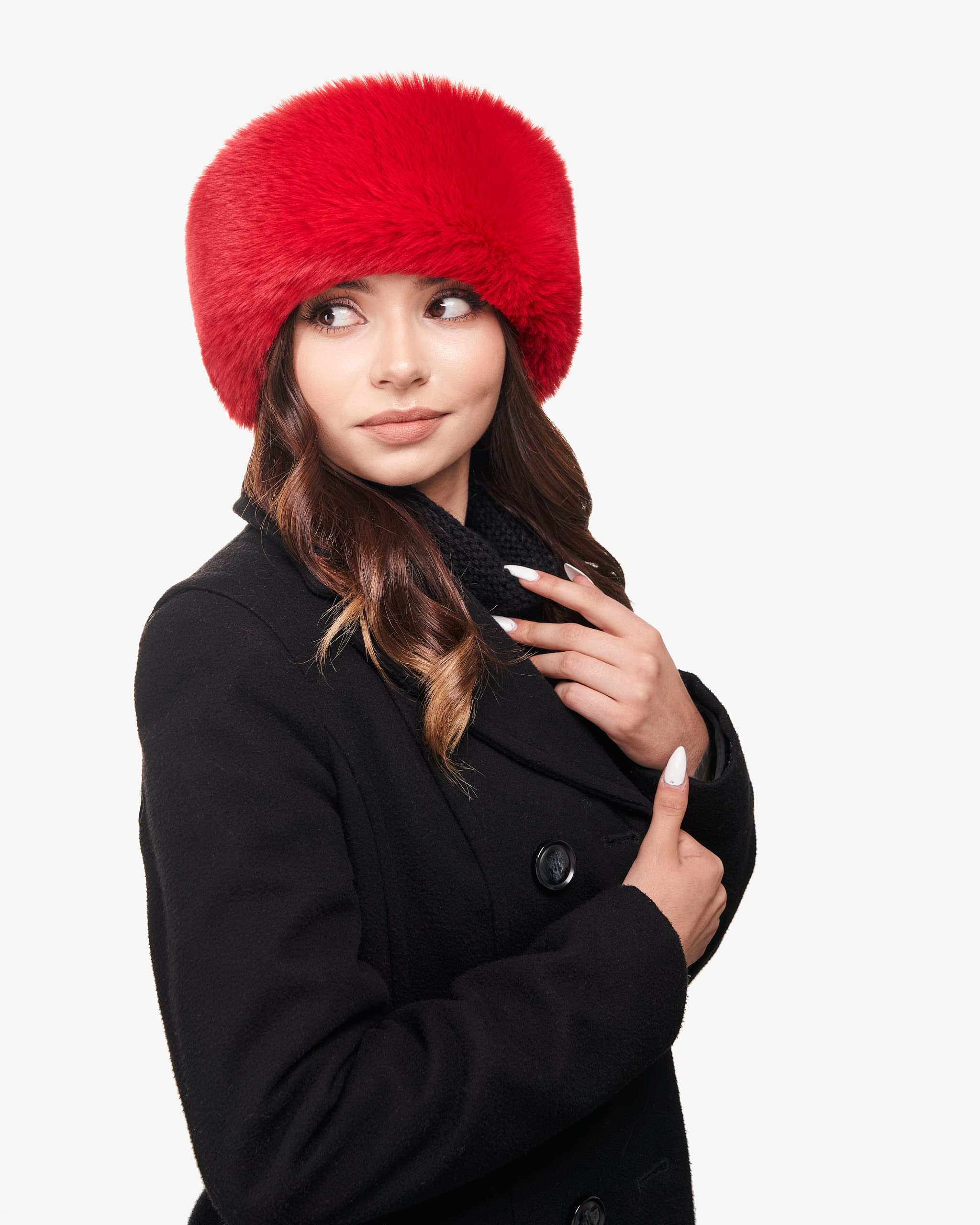 Soft Velvet Faux Fur Ear Warmer Headband for Women - Winter Warm Fleece Lined Head Wrap for Cold Weather - Perfect for Skiing, Snowboarding & Outdoor Activities