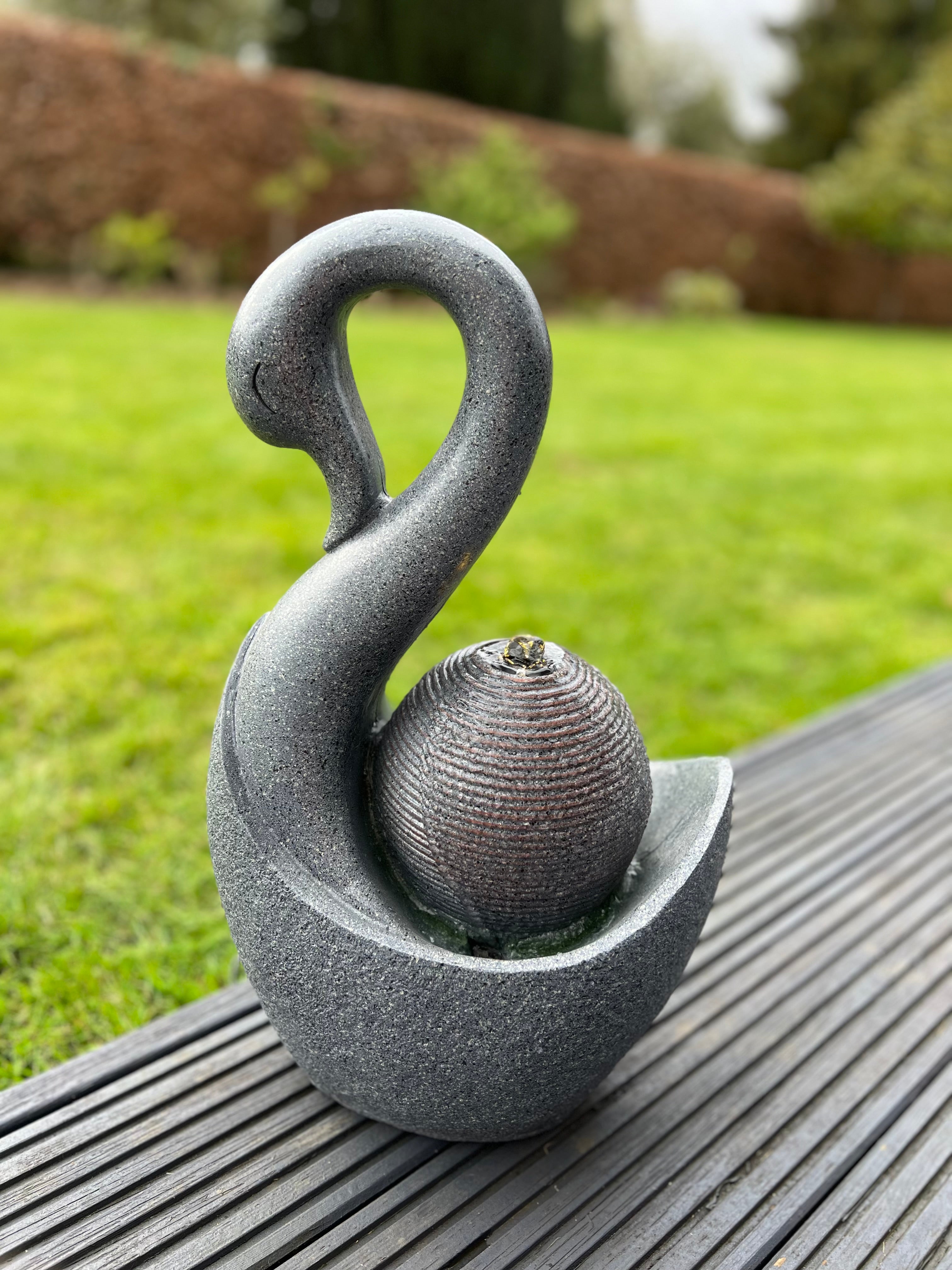 Solar Powered Swan Water Fountain with LED Lights - 28x20x48cm Outdoor Garden Decor for Patio, Yard & Landscape