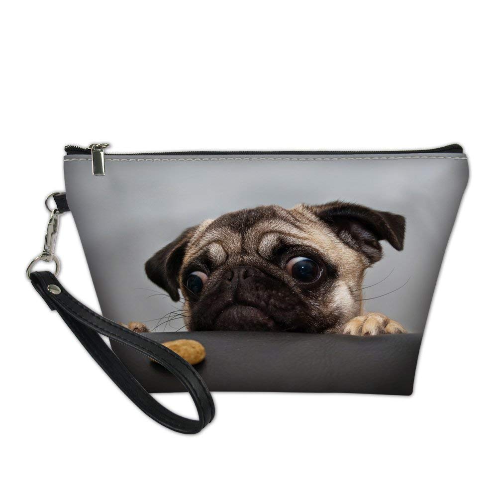 Cute Pug Design Travel Makeup Bag - Portable Cosmetic Organizer for Women & Girls | Waterproof Toiletry Pouch with Zipper | Perfect for Travel, Gym & Daily Use
