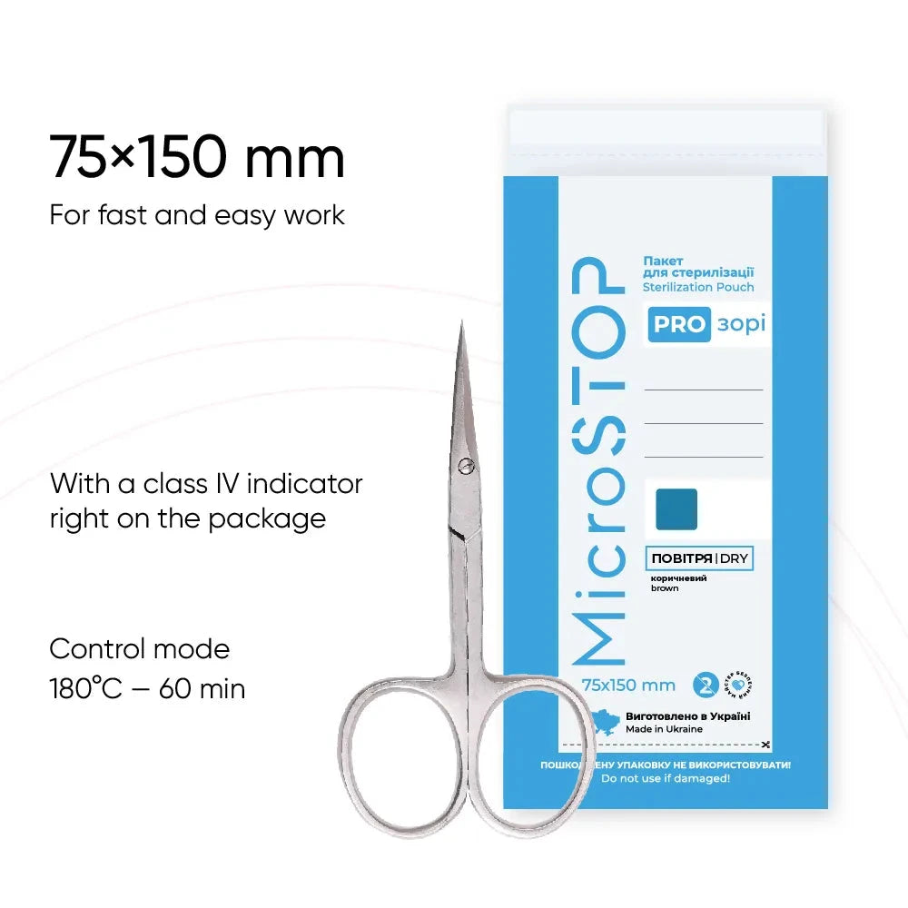 MicroStop PROzori Dry Heat Sterilization Pouches with Class 4 Indicator - 75x150mm (100 Pack) | Autoclavable Medical Pouches for Dental Tools, Tattoo Needles & Surgical Instruments | Perfect for Clinics, Hospitals & Tattoo Studios