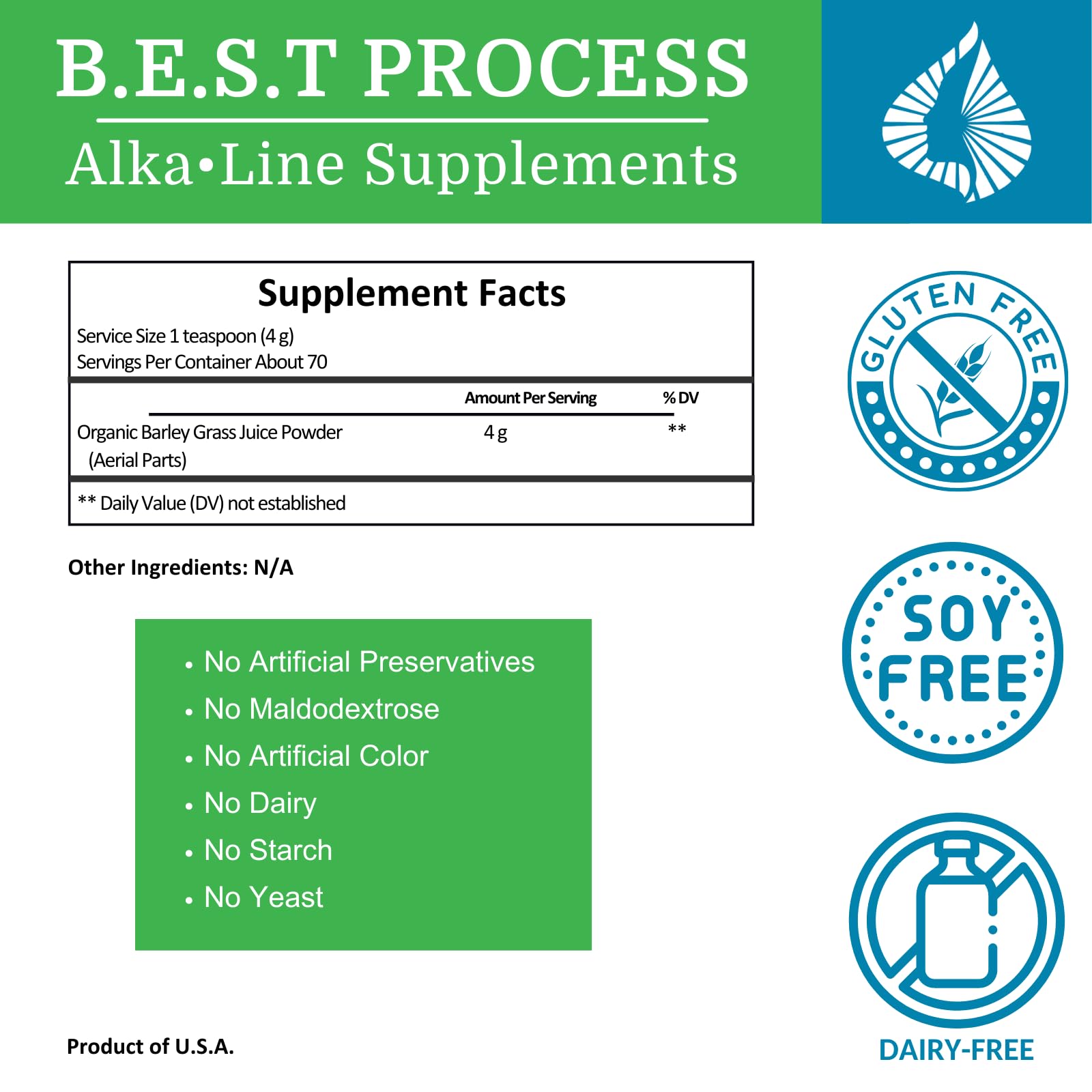 Alka•Green Superfood Powder (6 Pack) - Organic Alkaline Barley Grass Supplement Rich in Enzymes & Amino Acids - Nutrient-Dense Super Greens for Detox & Energy Boost - Perfect for Smoothies, Juices & Daily Wellness Routine