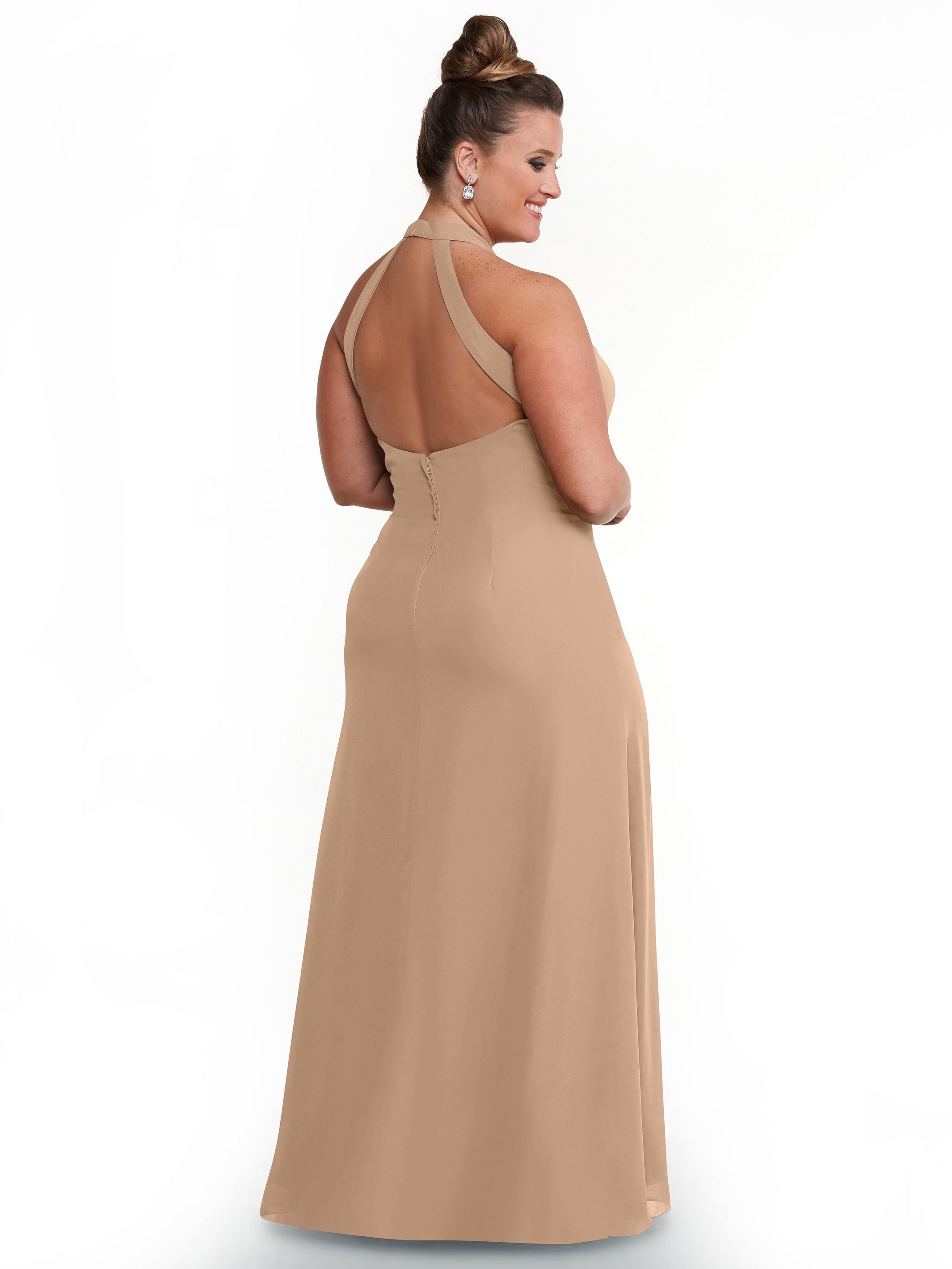 Elegant 80138 Chiffon A-Line Bridesmaid Dress with Keyhole Halter Neckline - Perfect for Weddings, Formal Events & Special Occasions