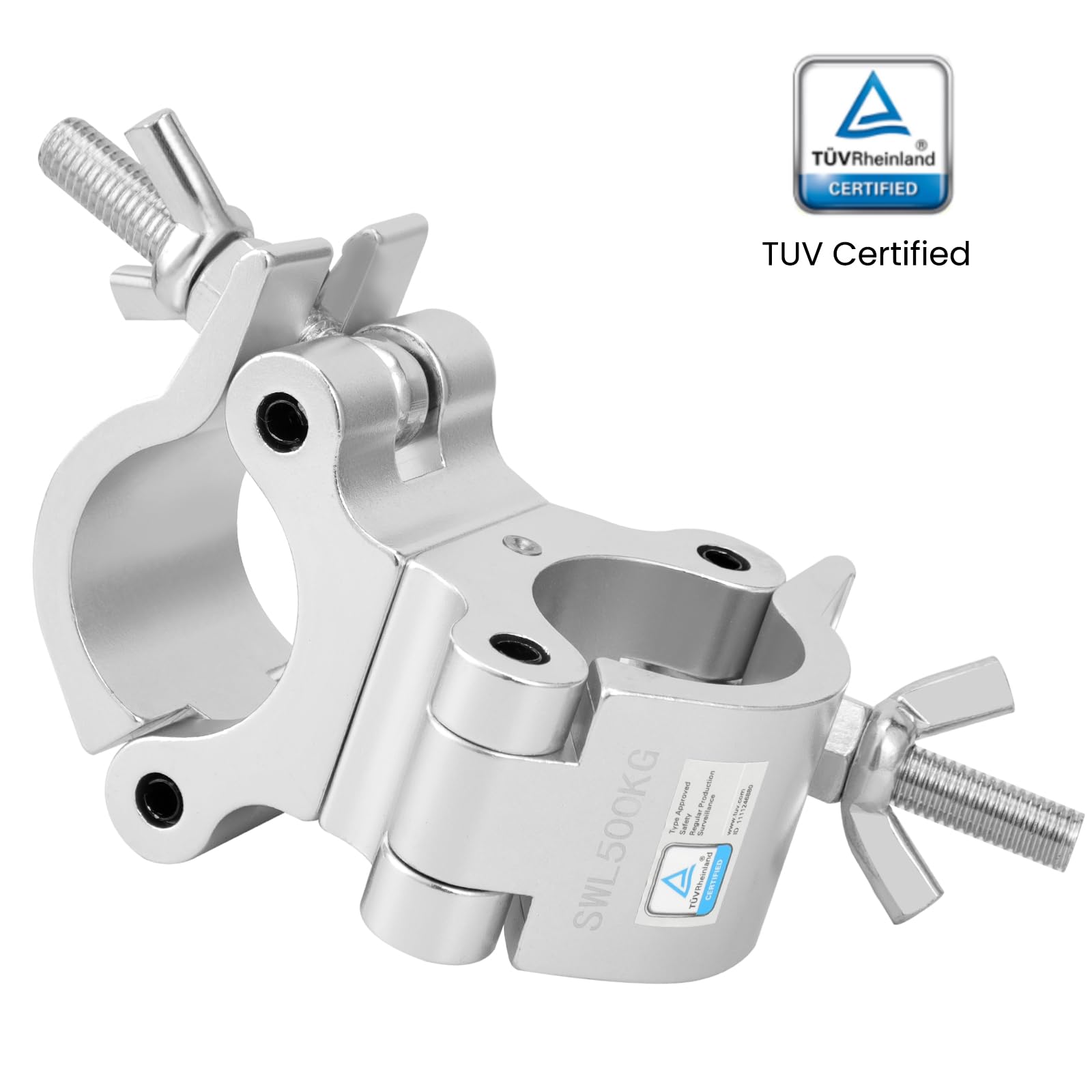 2 Pack Heavy Duty 1100lb Swivel Coupler Truss Clamps - 2 Inch Pro-Swivel TUV Certified for Pipe/Truss OD 48-52mm - Dual Head 360° Rotation Lighting Clamps for Stage, Theater, and Event Rigging